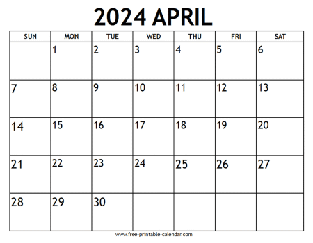 april 2024 calendar With US holidays
