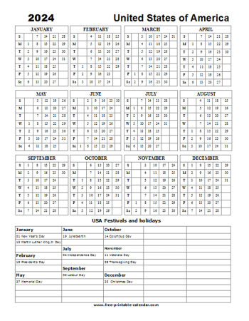 Calendar For Year 2024 United States Mamie Rozanna