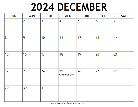Free Printable Calendar December 2024 Wiki Keri Selena