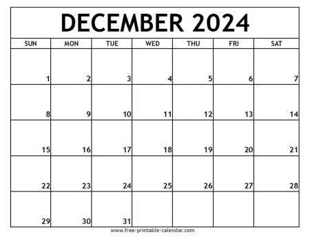 Monthly Calendar December 2024 Printable Free - Jacky Liliane