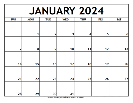 Blank Calendar January 2024 Printable Rhona Cherrita