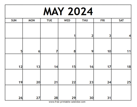 May 2024 May Printable Calendar Template - 2024 Calendar 2024 Printable