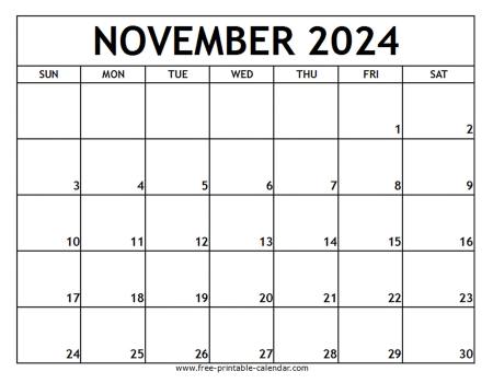 November 2024 Printable Calendar