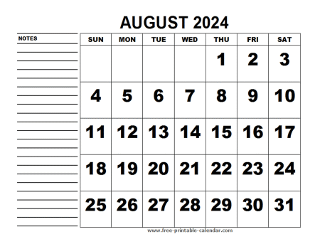 August 2024 Calendar Template - Free-printable-calendar.com