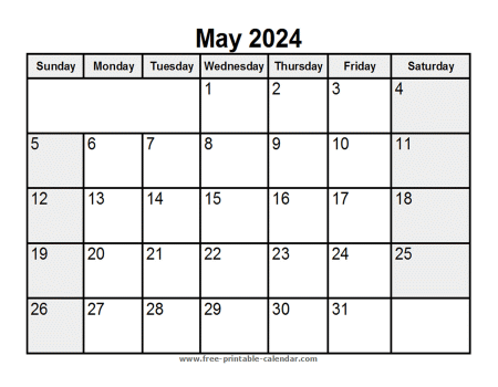 May 2024 Calendar Template - Free-printable-calendar.com