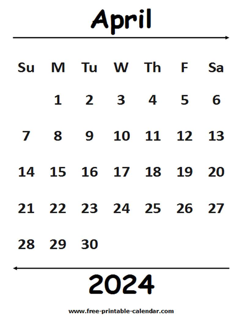 2024 April Calendar Free printable calendar