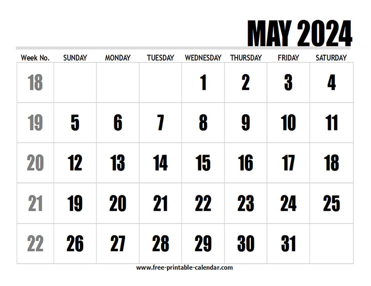 2024 Calendar May