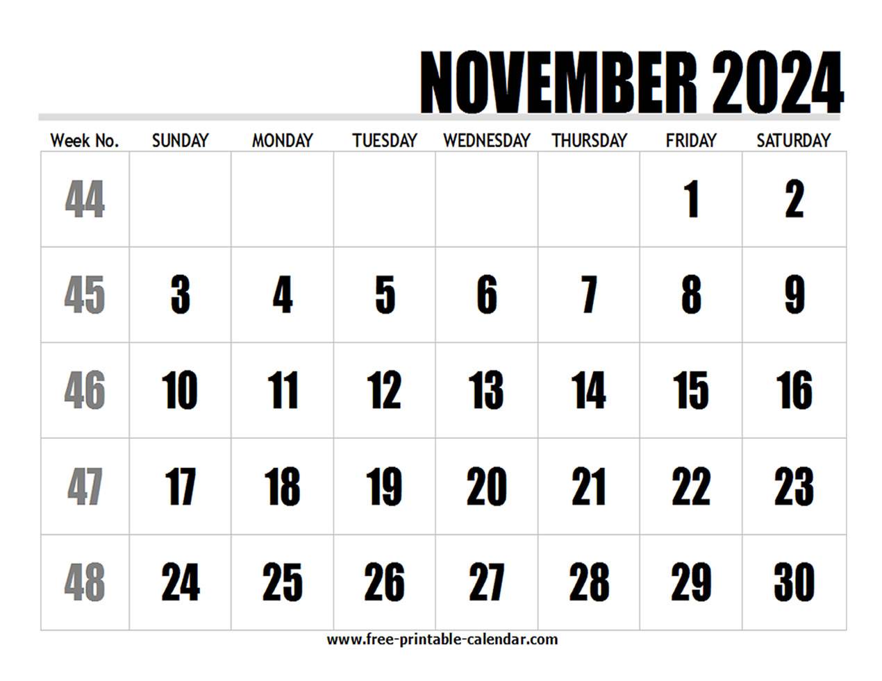 2024 calendar november