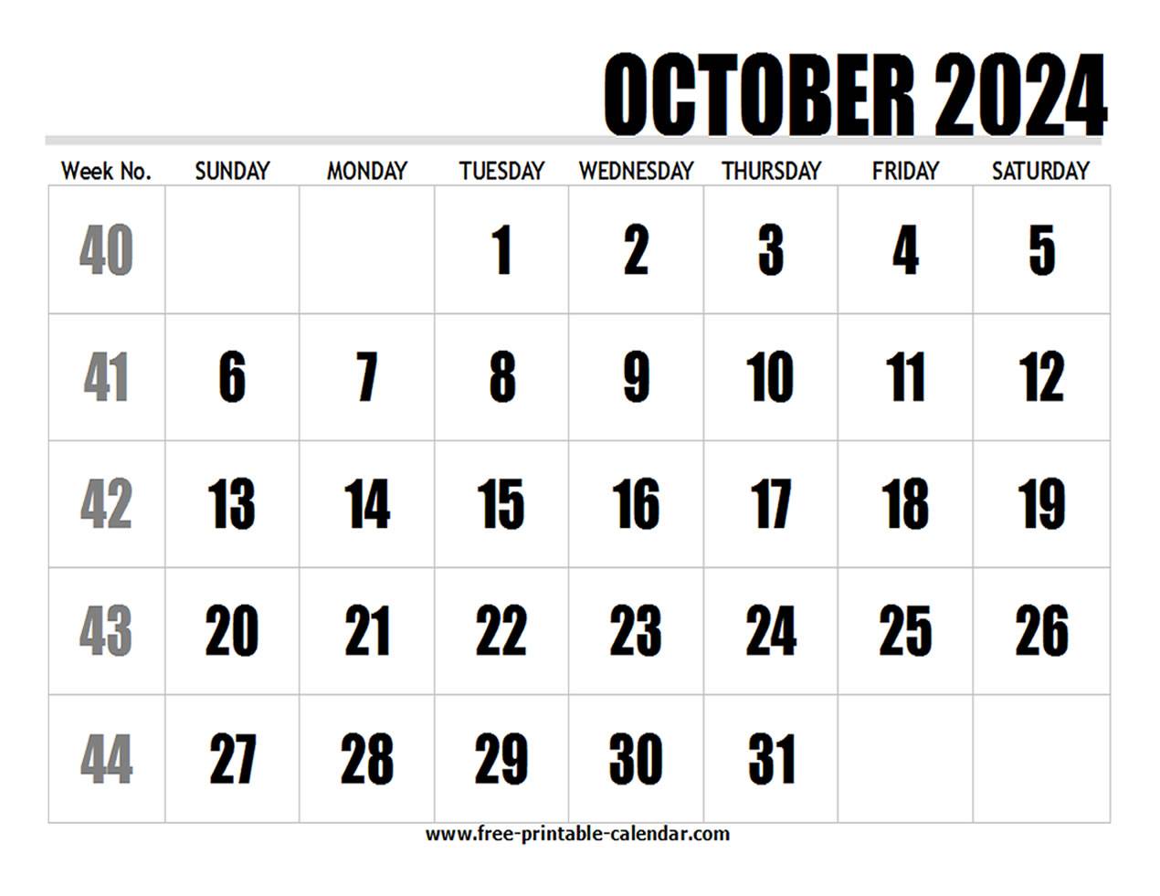 2024 calendar october