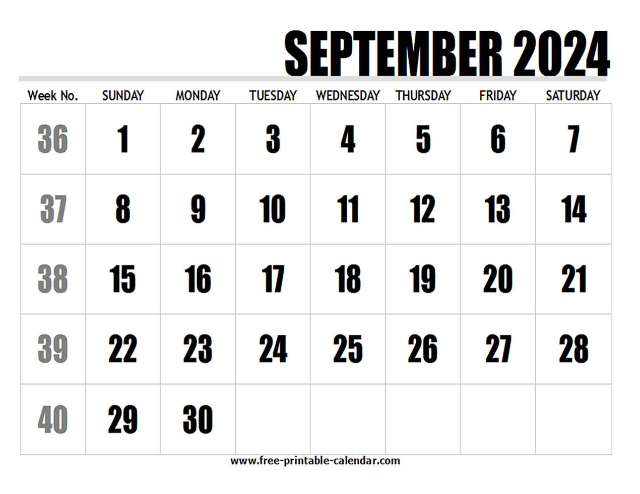 2024 calendar september