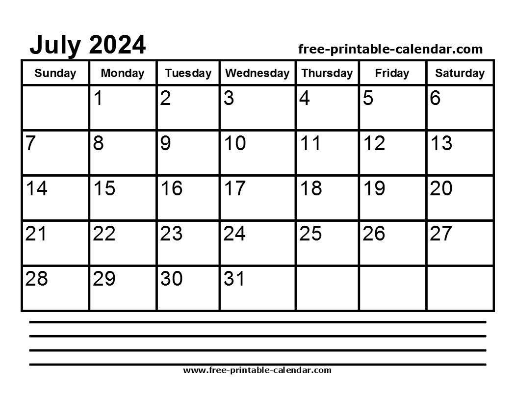 2024 July Calendar Printable