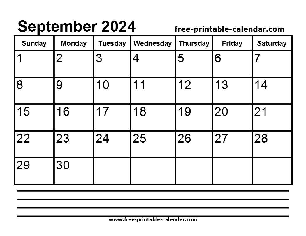 2024 September Calendar Printable