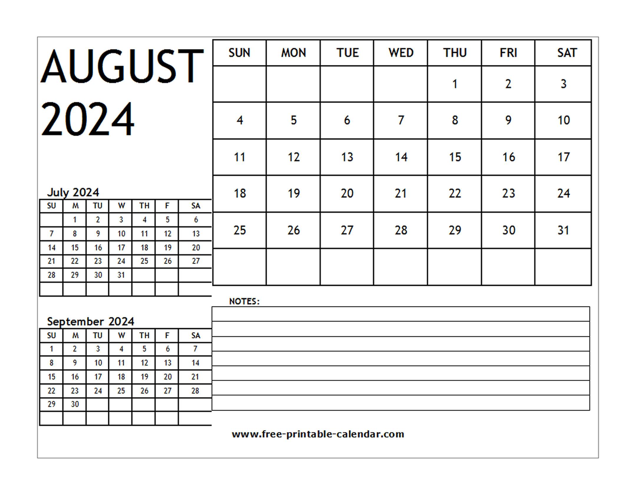 2024 calendar august