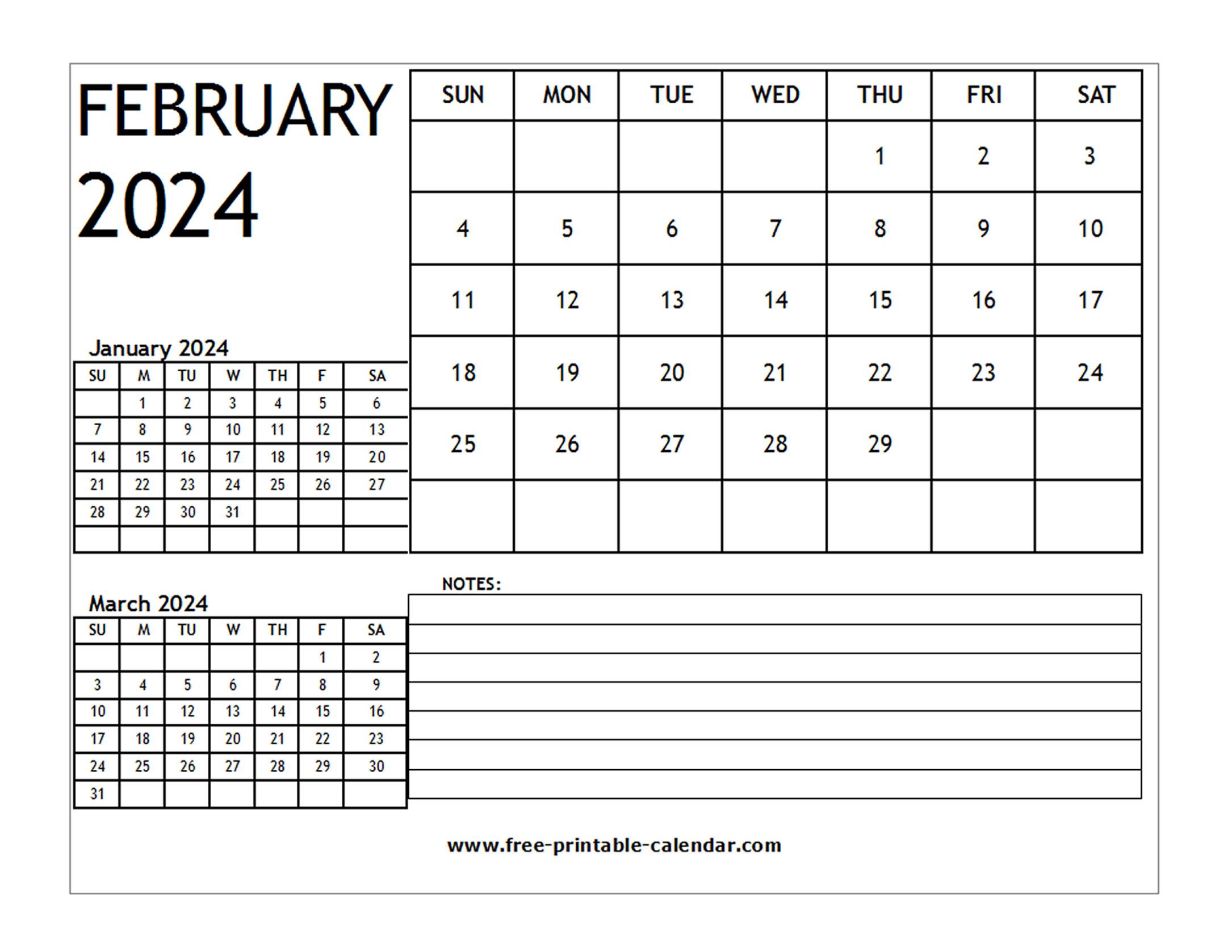 Blank 2024 Calendar February