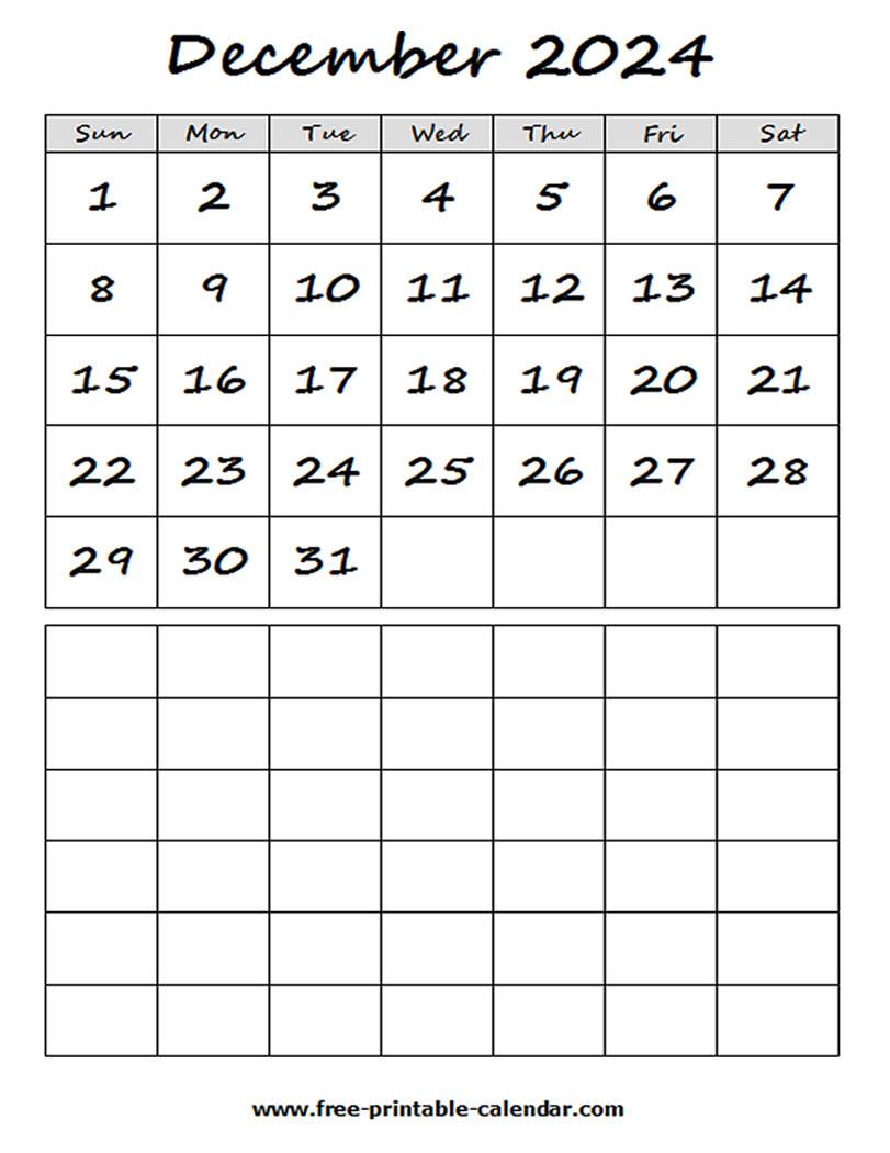 Blank 2024 December Calendar - Free-printable-calendar.com