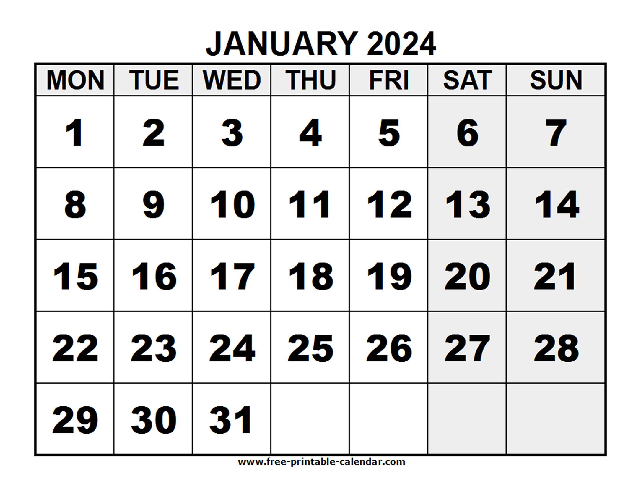 2024 January - Free-printable-calendar.com