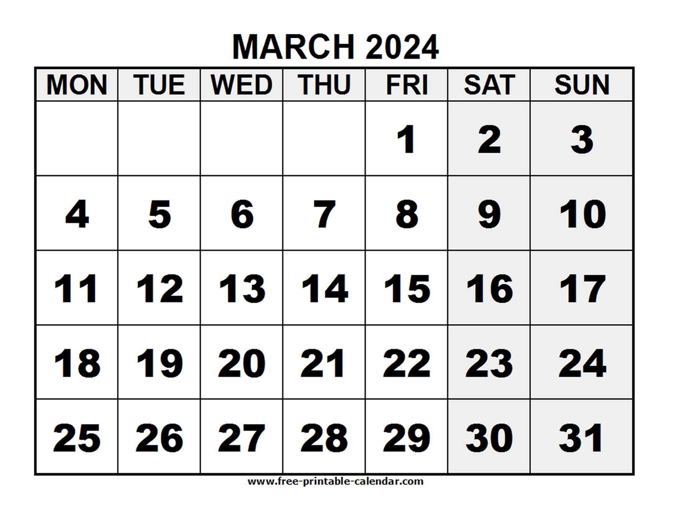 2024 March - Free-printable-calendar.com