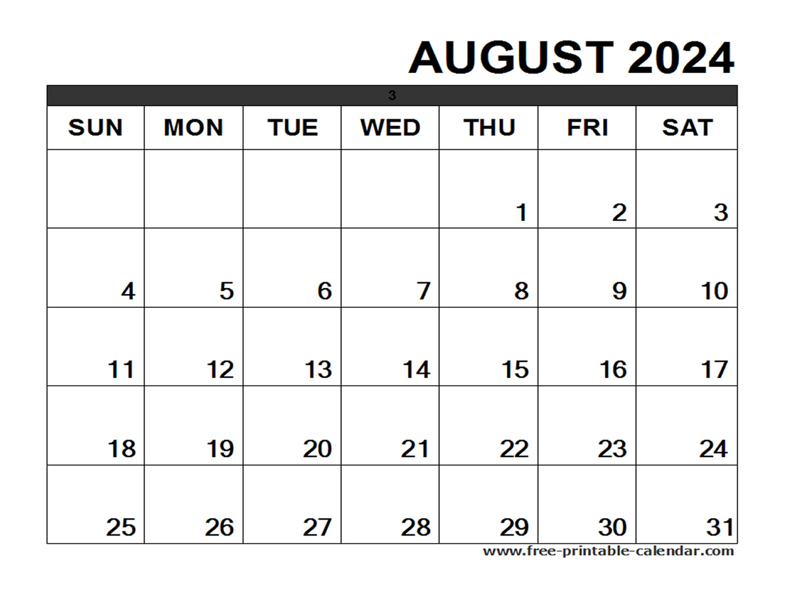 August 2024 Calendar Printable