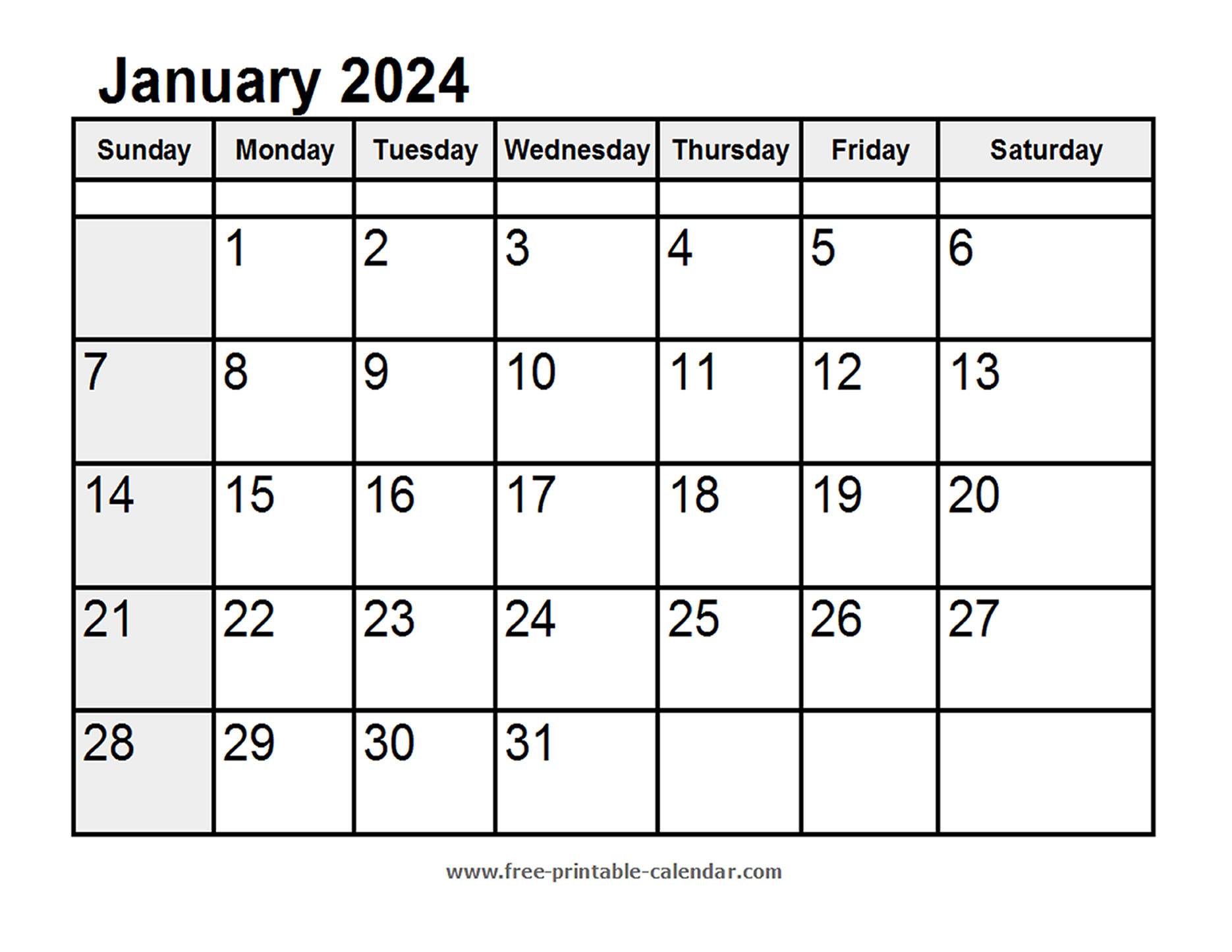 Calendar January 2024