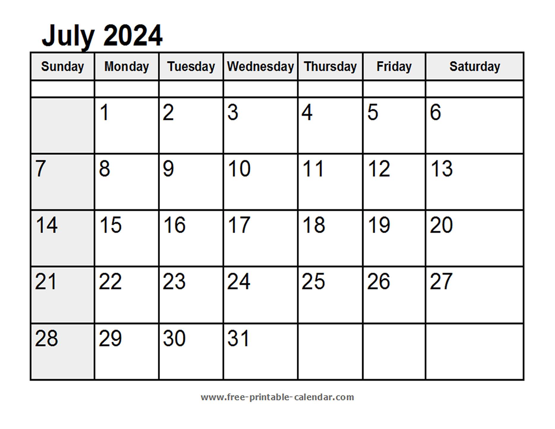 Calendar July 2024 - Free-printable-calendar.com