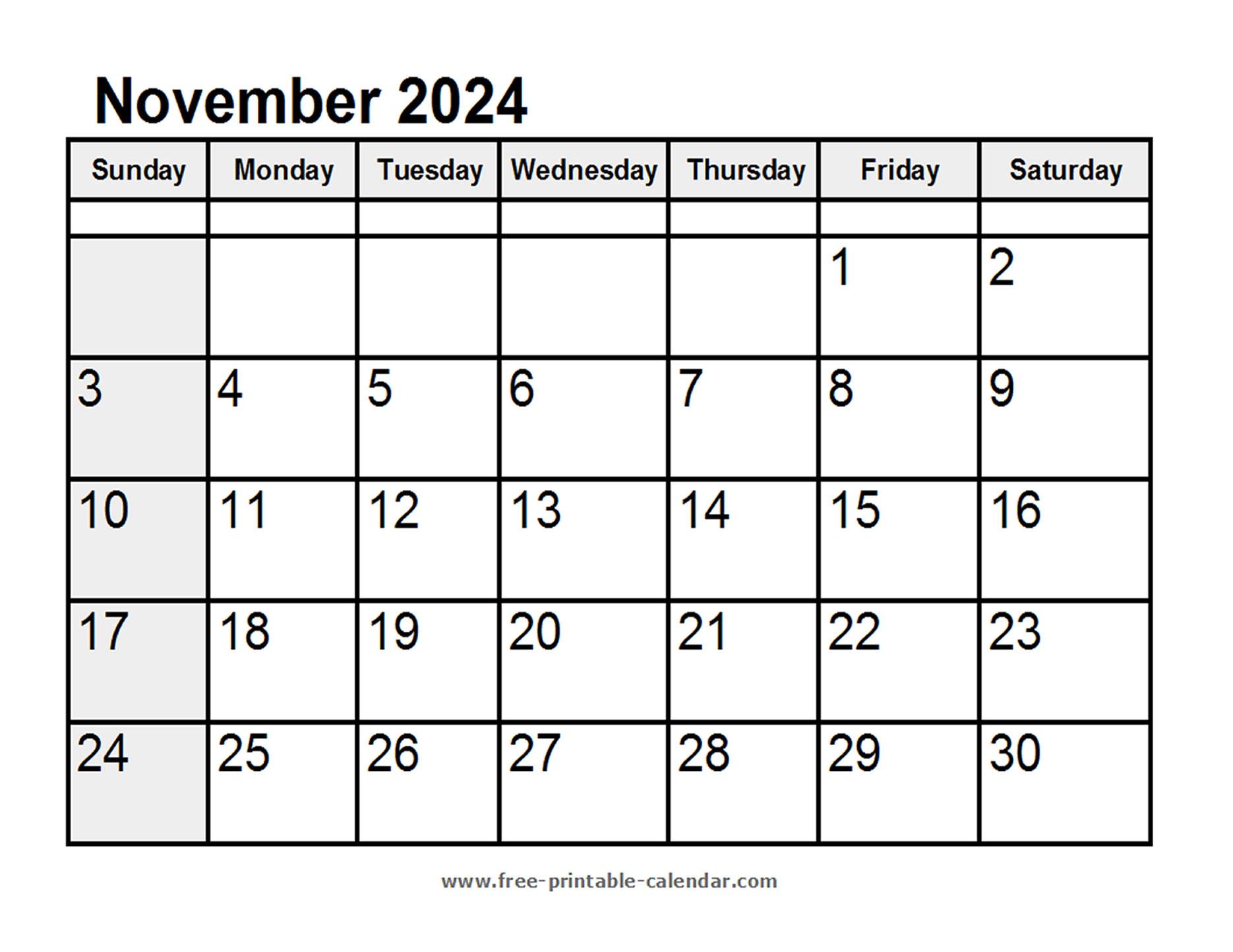 Calendar November 2024