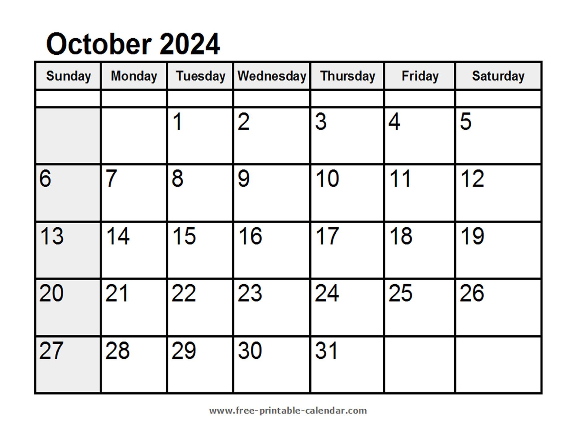 Calendar October 2024