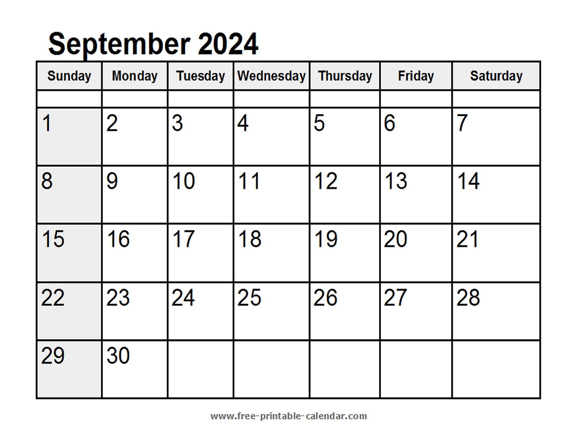 Calendar September 2024 - Free-printable-calendar.com