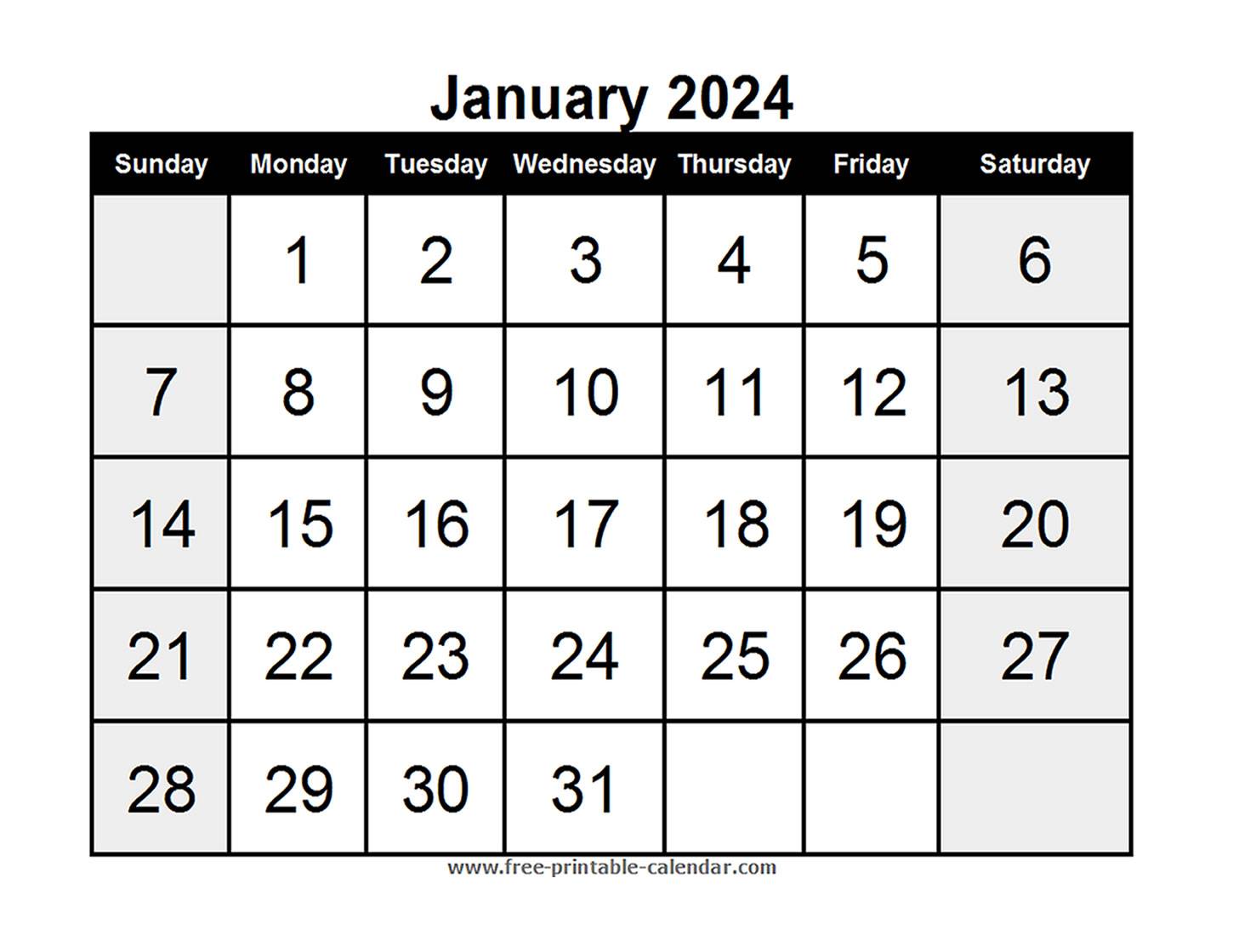Blank Calendar January 2024 - Free-printable-calendar.com