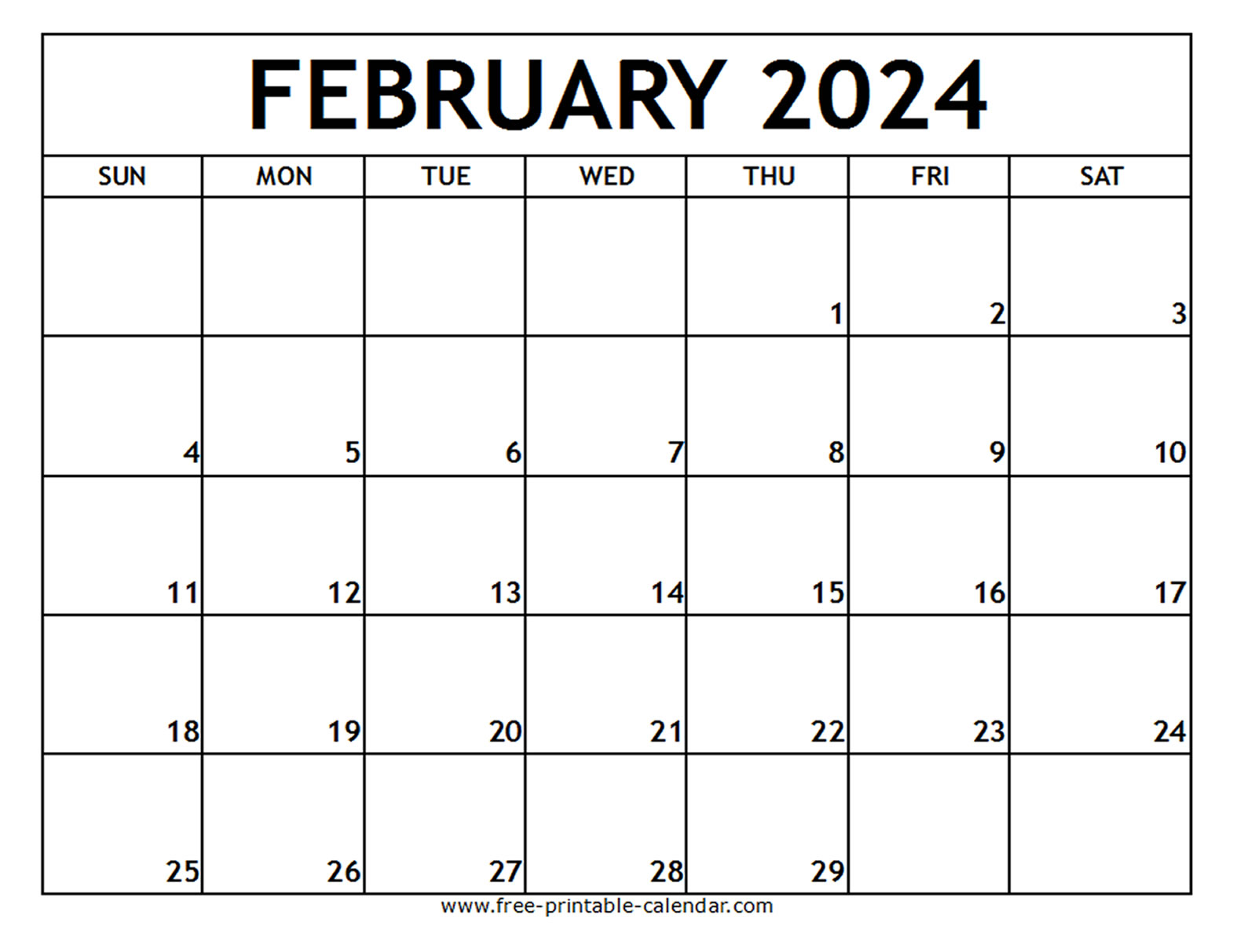 February 2024 Printable Calendar Free printable calendar