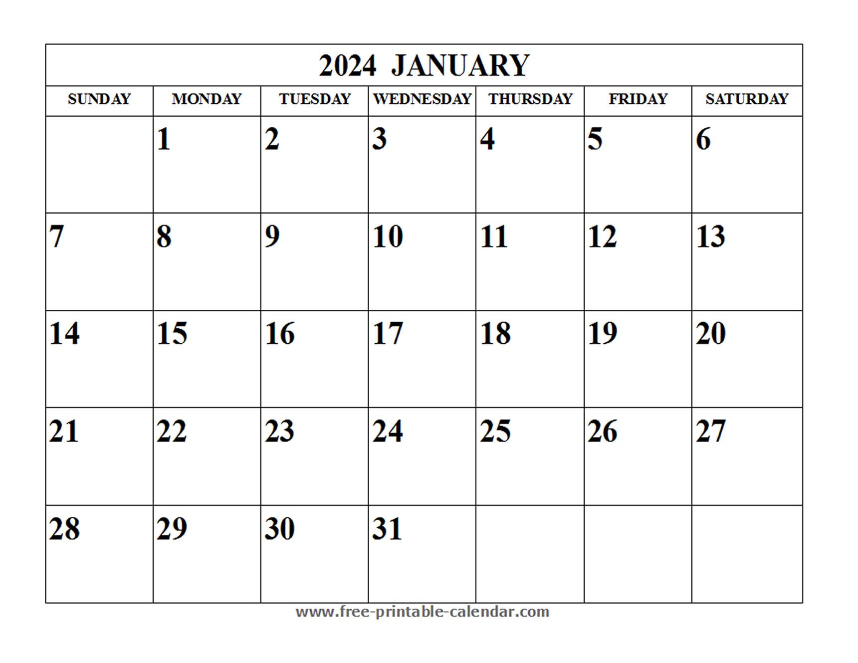 january 2024 calendar