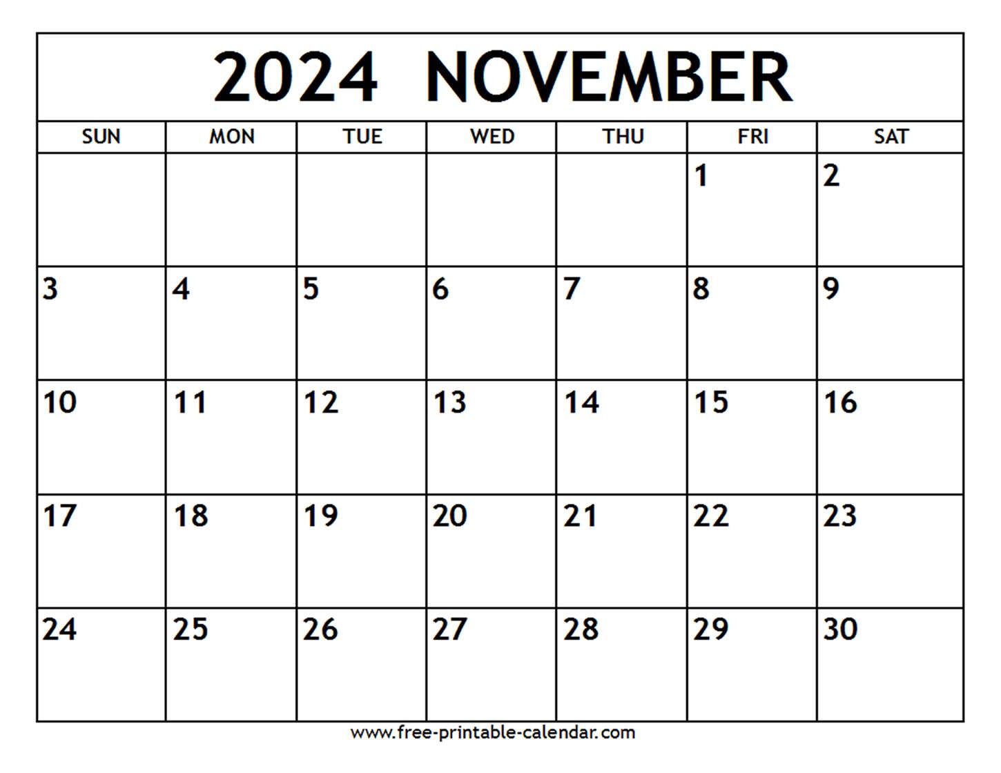 November 2024 Calendar Free Printable alis kelley