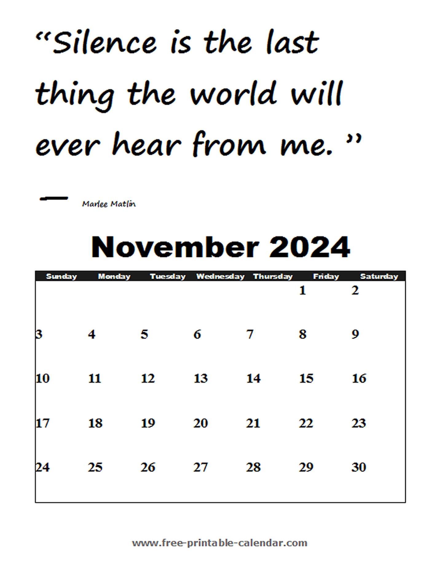 november calendar 2024