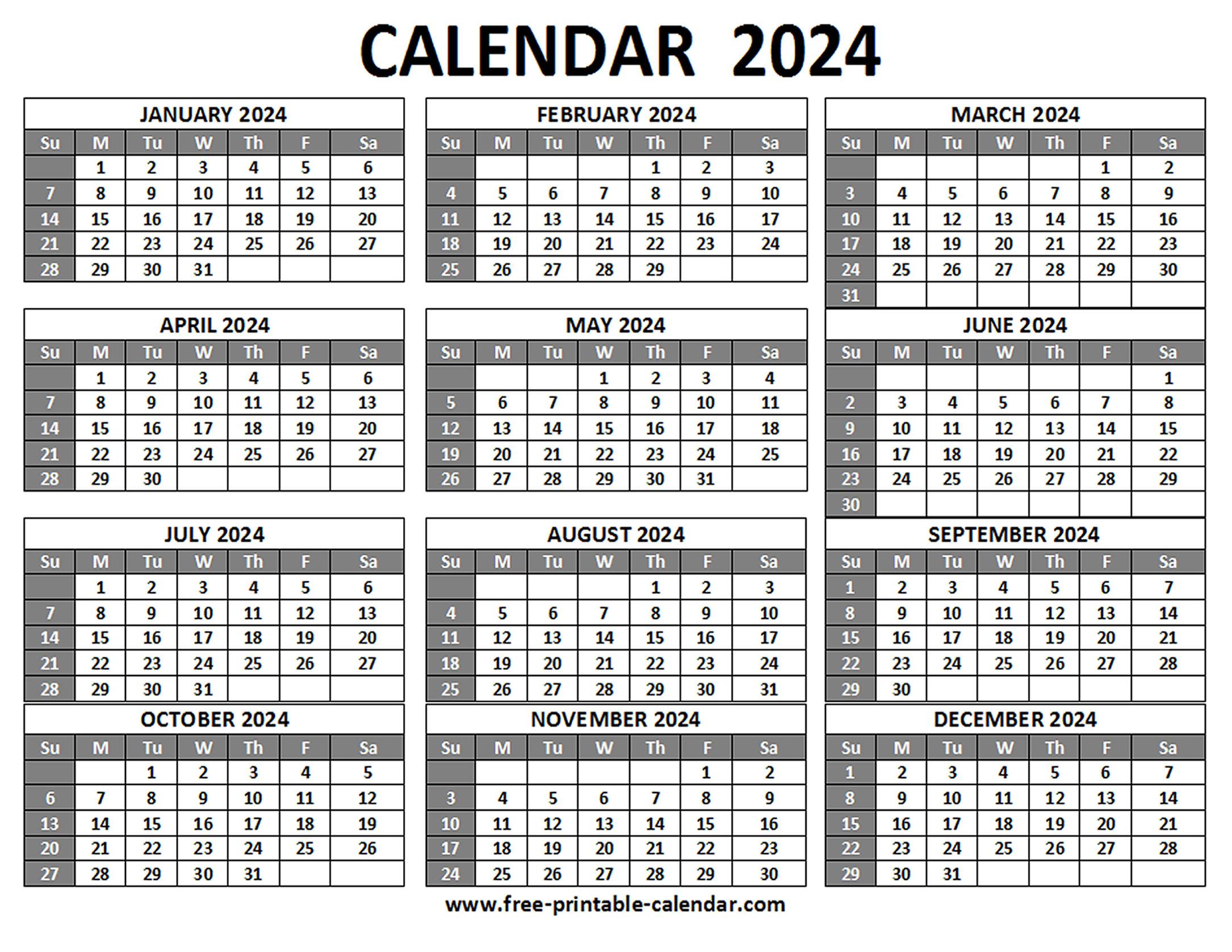 Printable 2024 Calendar - Free-printable-calendar.com