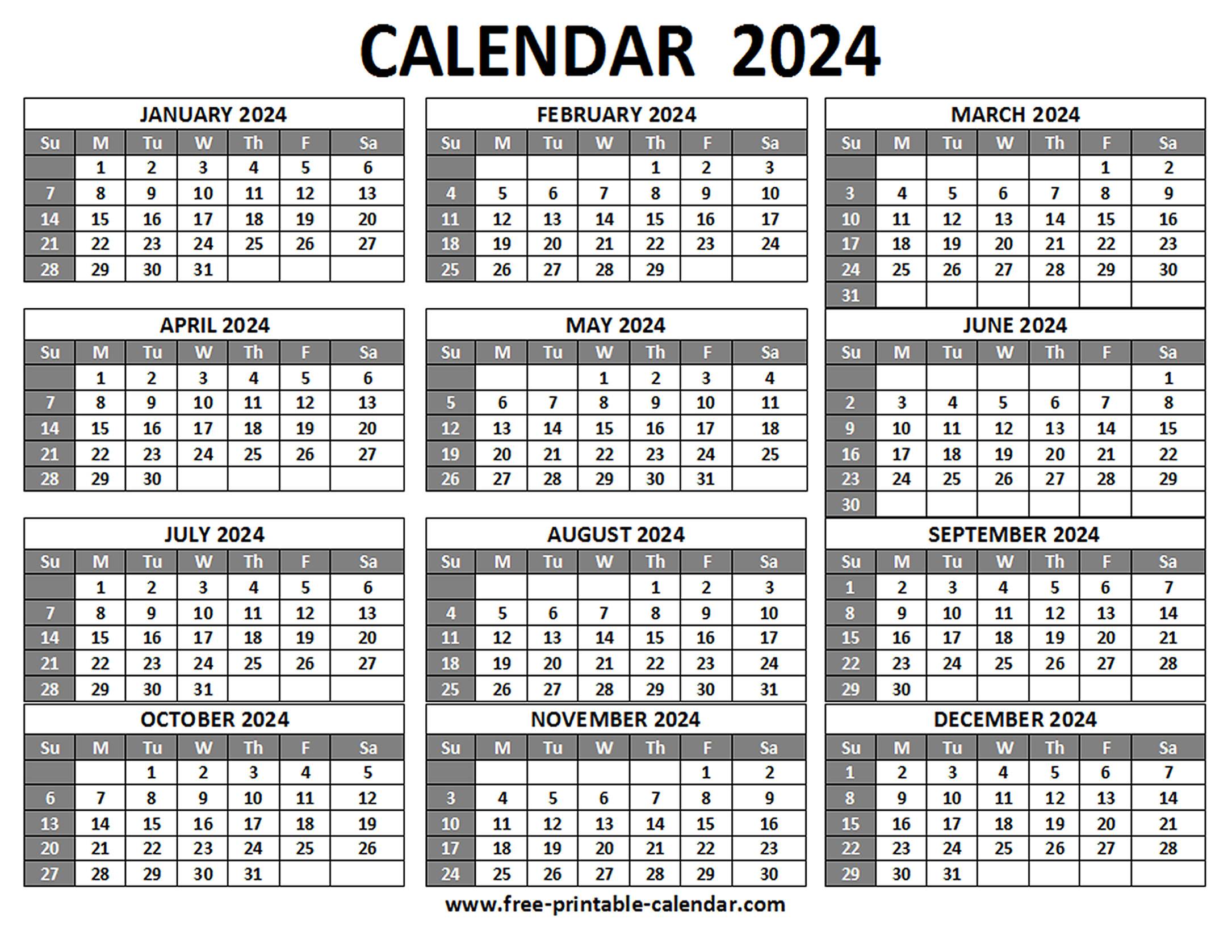 Free Printable Calendar 2024 12 Months Clari Desiree