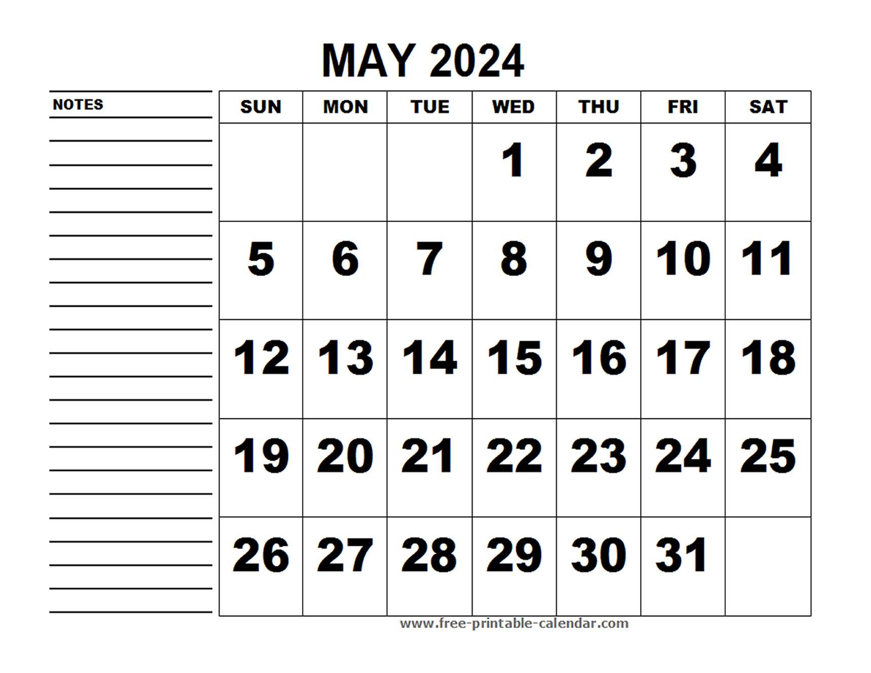 May 2024 Printable Calendar 
