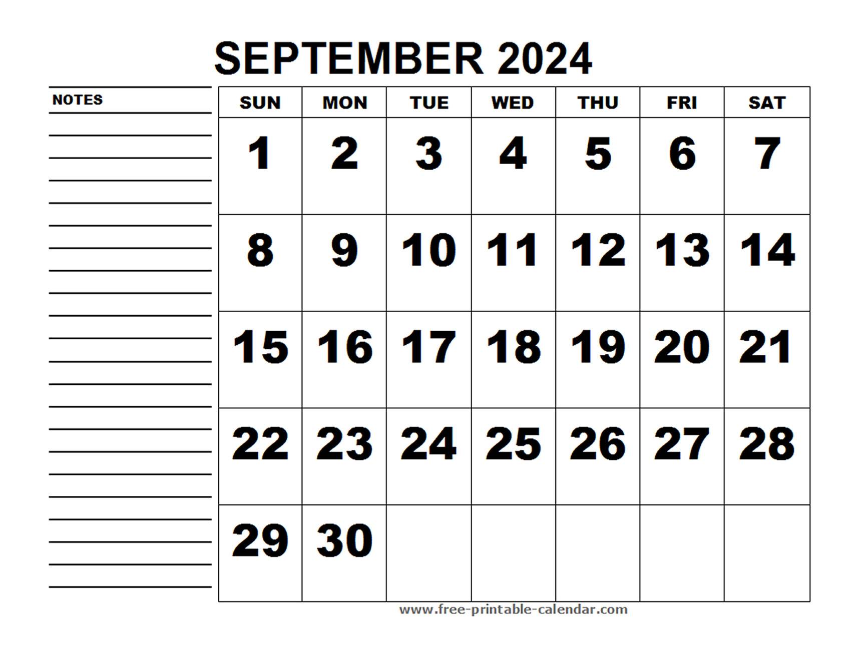 Printable Calendar September 2024