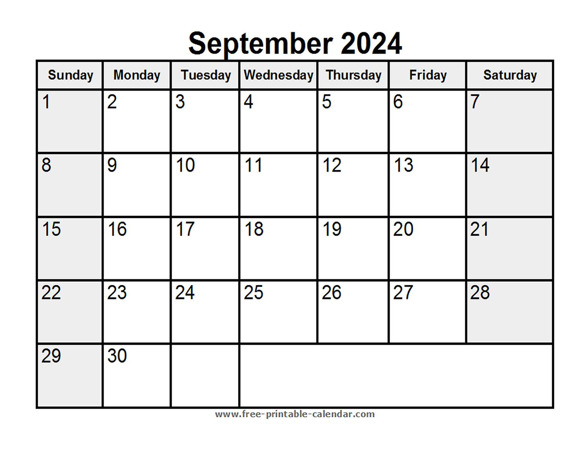 Printable September 2024 Calendar