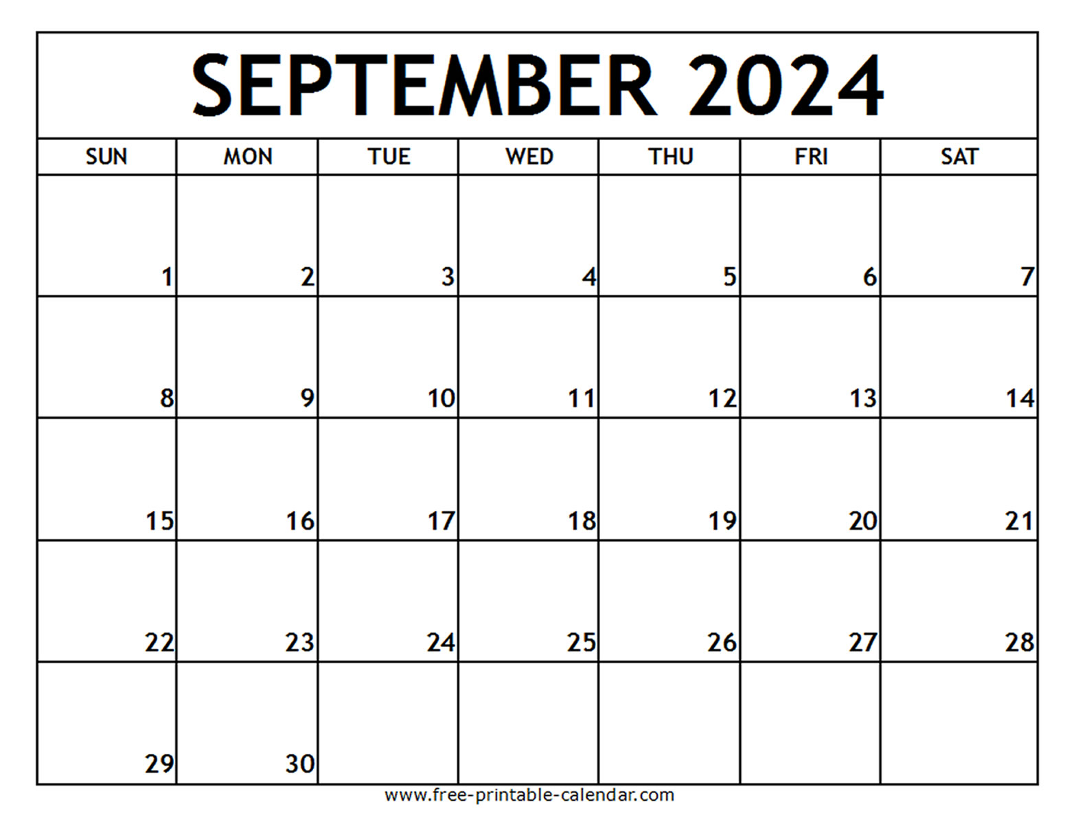 September 2024 Printable Calendar Free Printable