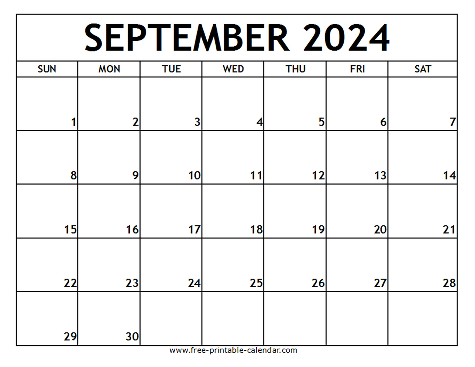 September 2024 Printable Calendar Free printable calendar