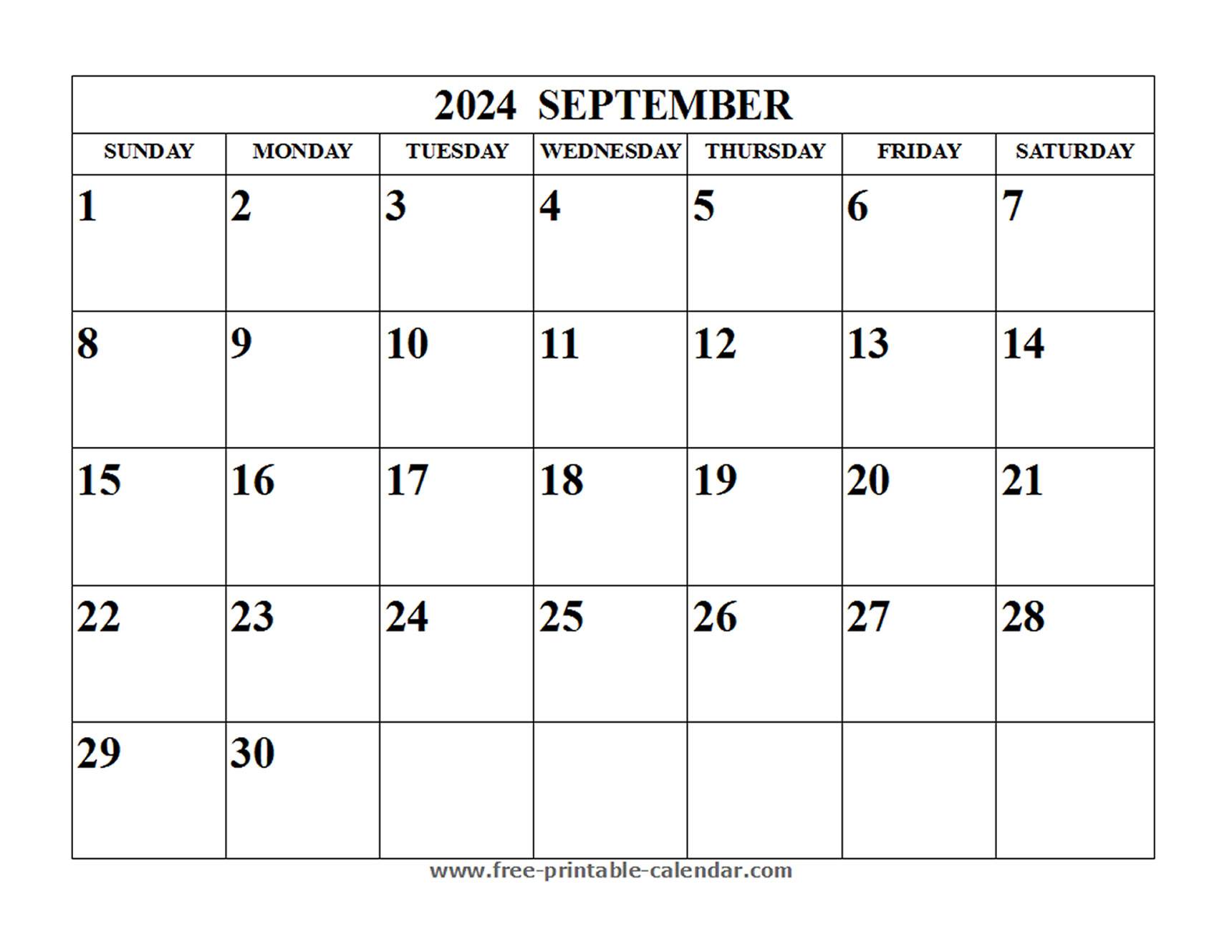 Blank September 2025 Calendar