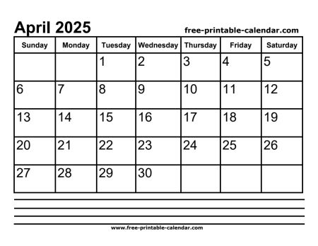 2025 april calendar printable