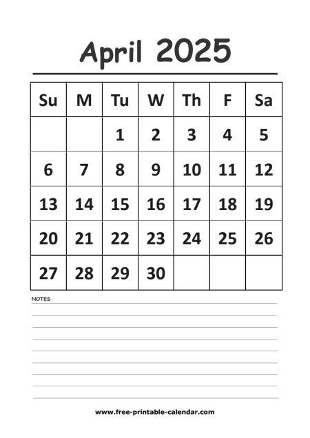 2025 calendar april printable