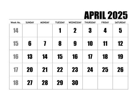 2025 april calendar