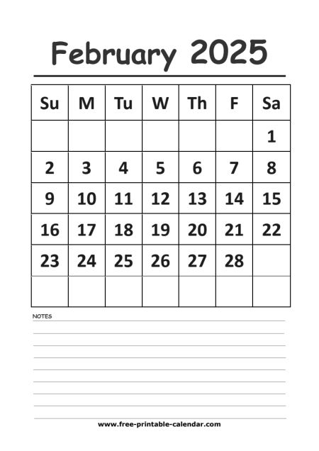 2025 calendar february printable