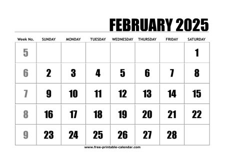 2025 february calendar