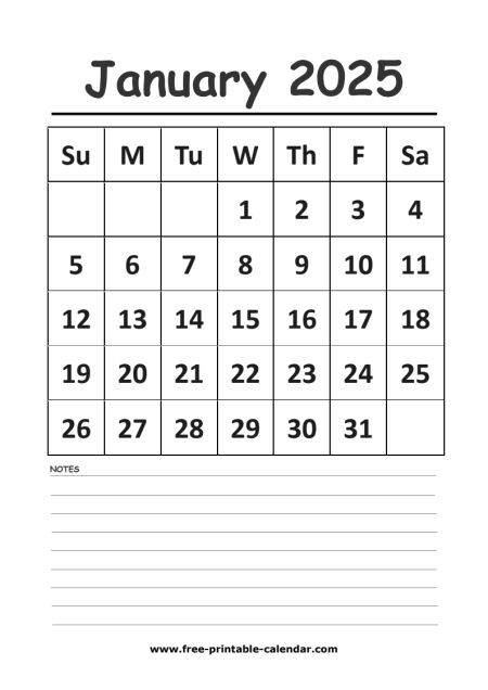 2025 calendar january printable