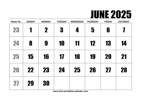 2025 june calendar