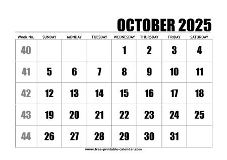 2025 october calendar