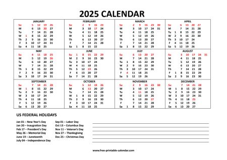 2025 calendar