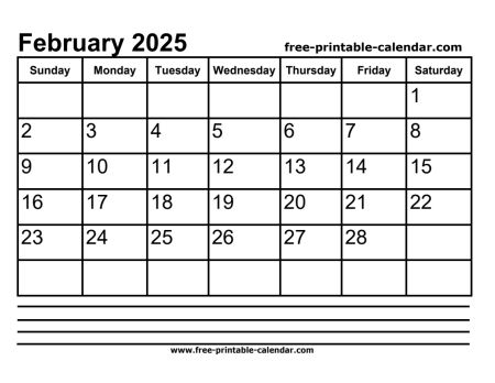 2025 february calendar printable